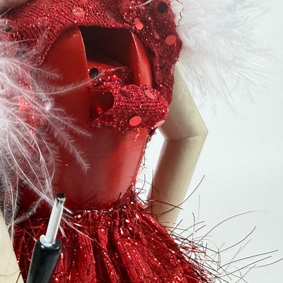 Nutcracker Village Flapper Figurine Red Dress Faux Fur Shawl Vintage - Picture 8 of 15
